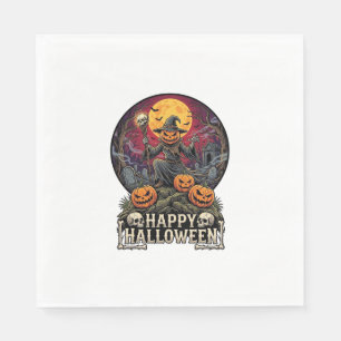 Serviette En Papier Joyeux Halloween Citrouille Magicien Cimetière Ple