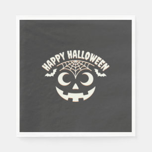 Serviette En Papier Joyeux Halloween Citrouille Visage Design_1