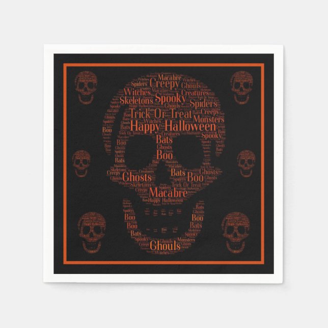 Serviette En Papier Joyeux Halloween crâne Éffrayant (Devant)