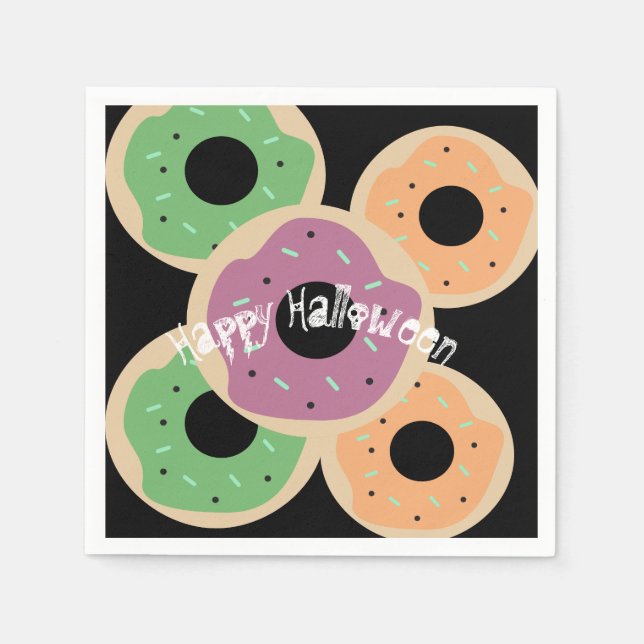 Serviette En Papier Joyeux Halloween givré saupoudré Donuts (Devant)