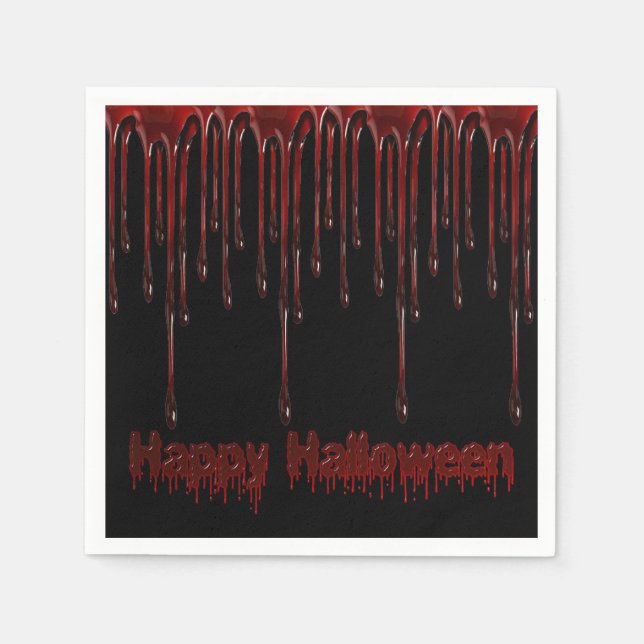 Serviette En Papier Joyeux Halloween gouttes de sang serviettes (Devant)