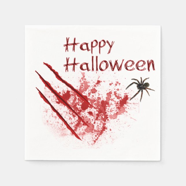 Serviette En Papier Joyeux Halloween Griffures Sanglantes (Devant)