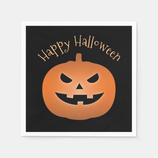 Serviette En Papier Joyeux Halloween Haunted Jack-o'-lantern Citrouill (Devant)