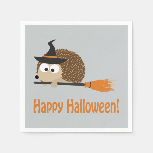 Serviette En Papier Joyeux Halloween ! Hedgehog Witch (Devant)
