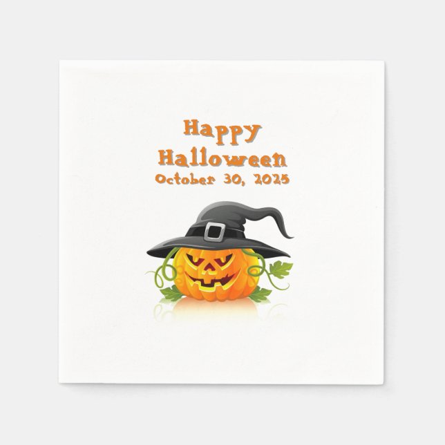 Serviette En Papier Joyeux Halloween Jack-o-lanterne avec casquette so (Devant)