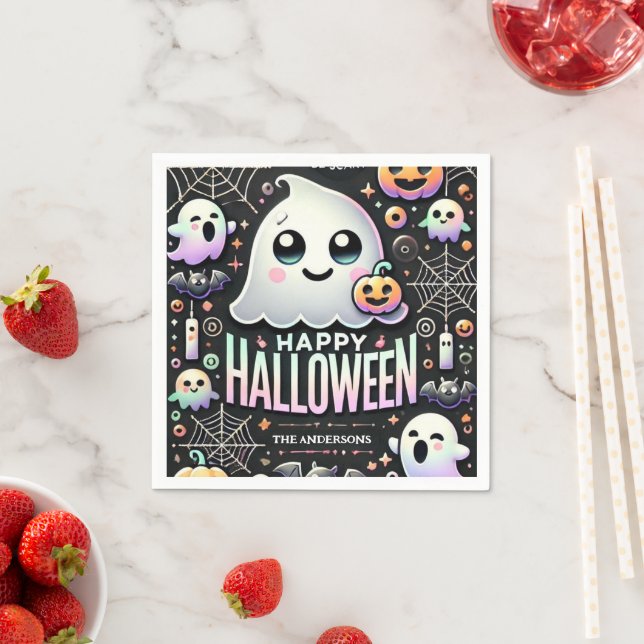 Serviette En Papier Joyeux Halloween Little Boo Halloween  (En situation)
