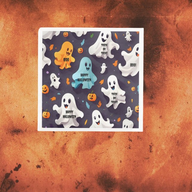 Serviette En Papier Joyeux Halloween  Mini Fantômes  (Créateur téléchargé)
