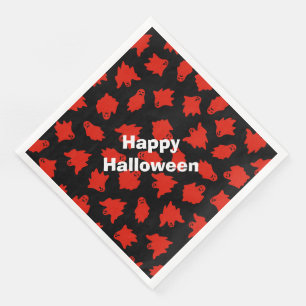 Serviette En Papier Joyeux Halloween Parti moderne fantôme rouge
