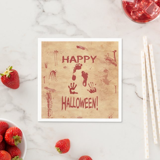Serviette En Papier Joyeux Halloween Sanglant (En situation)