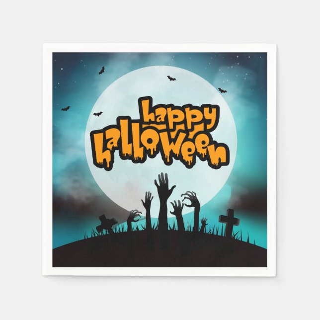 Serviette En Papier Joyeux Halloween Soirée Zombie Effrayant (Devant)