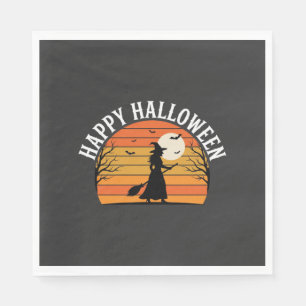 Serviette En Papier Joyeux Halloween Sorcière Coucher de soleil Design