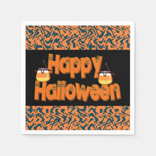 Serviette En Papier Joyeux Halloween texte blanc serviettes