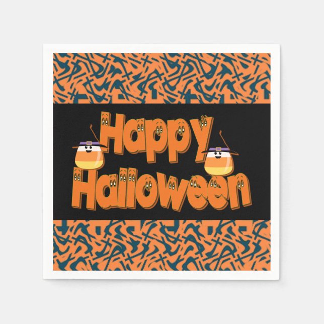 Serviette En Papier Joyeux Halloween texte blanc serviettes (Devant)