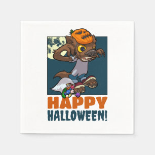 Serviette En Papier Joyeux Halloween ! Trick Ou Treat Little Werewolf