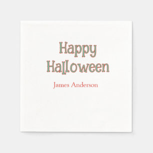 Serviette En Papier Joyeux halloween vert orange pastel tendance moder
