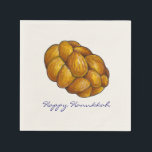 Serviette En Papier Joyeux Hanoukka Chanukah Challah Pain Napkins<br><div class="desc">Il présente une illustration originale d'une miche de pain d'allah tressé. Parfait pour Hanoukka !</div>