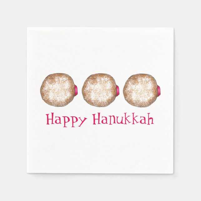 Serviette En Papier Joyeux Hanoukka Chanukah Jelly Donut Sufganiyah (Devant)