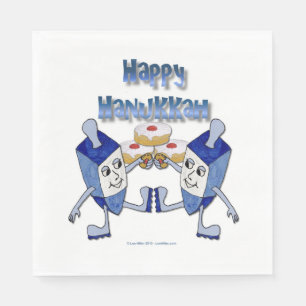 Serviette En Papier Joyeux Hanoukka Dancing Dreidels Doughnut Napkins