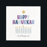 Serviette En Papier Joyeux Hanoukka Monogram Party Napkins<br><div class="desc">Lorsque vous vous préparez à accueillir un rassemblement de vacances, un cocktail ou un dîner, nos serviettes Hanoukka ajouteront une touche amusante et festive à votre table. Concevez vos propres serviettes pour rendre vos soirées vraiment uniques. Nos modèles Hanoukka modernes ajouteront la touche parfaite à votre table de vacances. Ajoutez...</div>