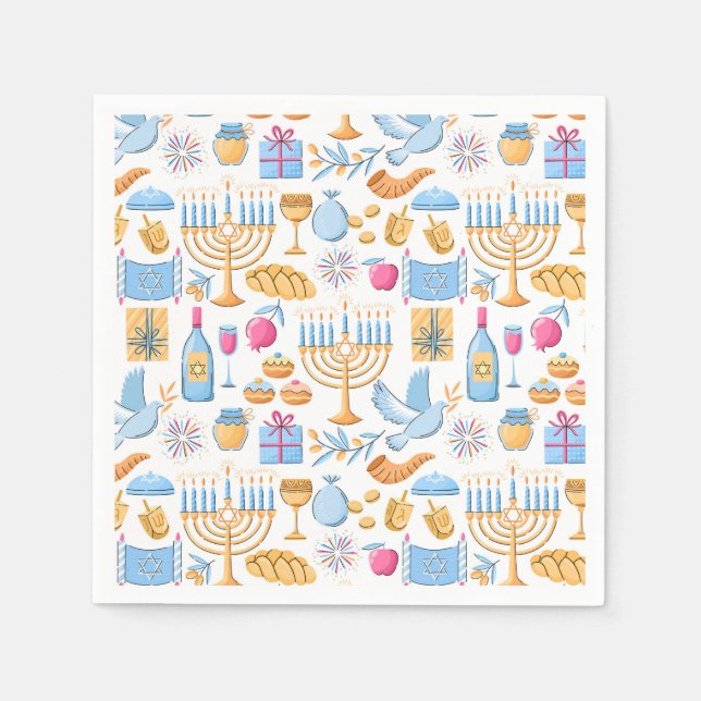 Serviette En Papier Joyeux Hanukkah  (Devant)