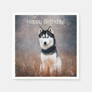 Serviette En Papier Joyeux Husky anniversaire