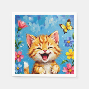 Serviette En Papier Joyeux jardin Kitty