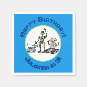 Serviette En Papier Joyeux joli dessin de trois robots trio