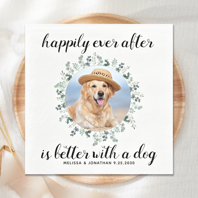 Serviette En Papier Joyeux Jour après verdure Pet Photo Chien Mariage (Créateur téléchargé)