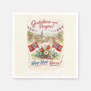 Serviette En Papier Joyeux Jour de la Constitution norvégienne - 17 Ma