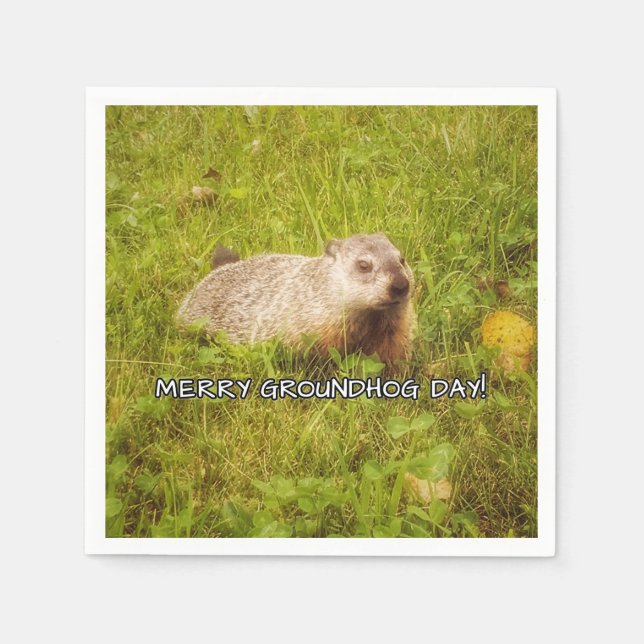 Serviette En Papier Joyeux Jour de la marmotte (Devant)