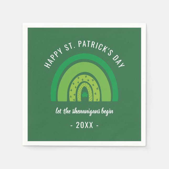 Serviette En Papier Joyeux Jour de la Saint Patrick Green Rainbow Sham (Devant)