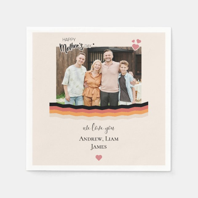 Serviette En Papier Joyeux jour de mère nous t'aimons (Devant)