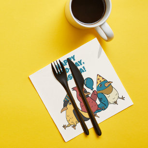 Serviette En Papier Joyeux Jour des Oiseaux Cartoon Oiseaux à thème An