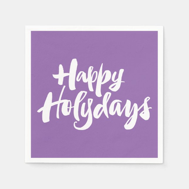 Serviette En Papier Joyeux Jours de Fêtes Joyeux Jours de Noël Violet (Devant)
