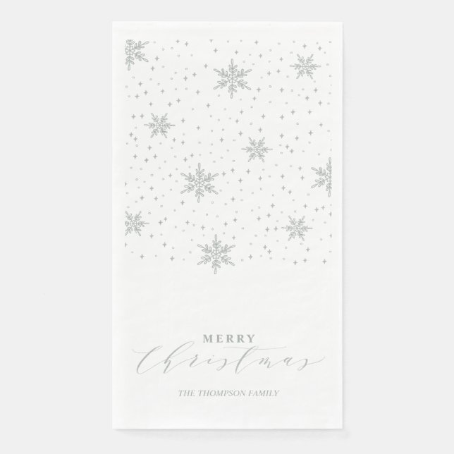 Serviette En Papier Joyeux Joyeux Noël Silver (Devant)