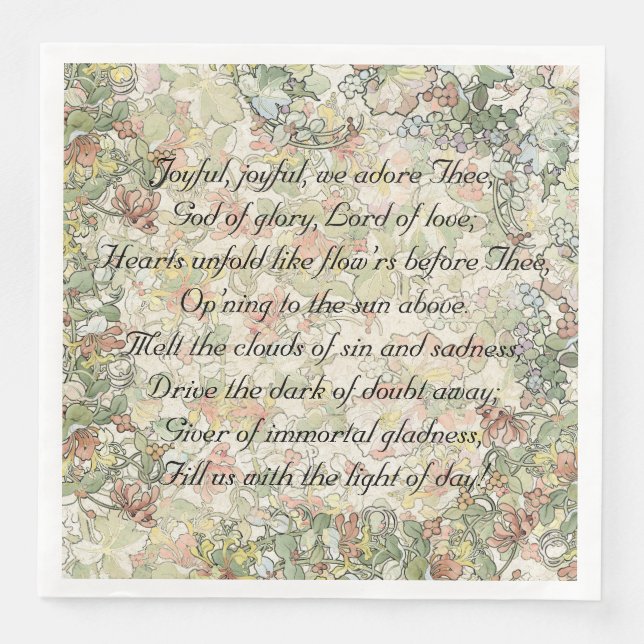 Serviette En Papier Joyeux Joyful Hymn Mucha Fleurs Art Nouveau (Devant)