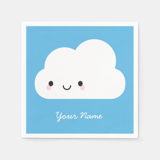 Serviette En Papier Joyeux Kawaii Cloud (Devant)