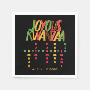 Serviette En Papier Joyeux KWANZAA Principes mot-clé