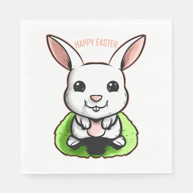 Serviette En Papier Joyeux Lapin De Pâques À Pâques (Devant)