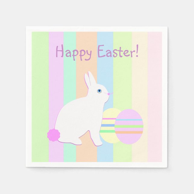 Serviette En Papier Joyeux lapin et oeufs de Pâques (Devant)