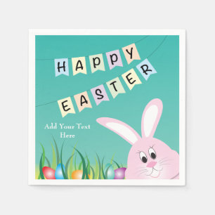 Serviette En Papier Joyeux lapin et oeufs mignons de Pâques