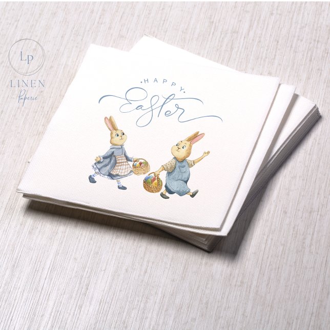 Serviette En Papier Joyeux lapins de Pâques avec paniers d'oeufs (Créateur téléchargé)