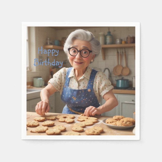 Serviette En Papier Joyeux mamie d'anniversaire (Devant)
