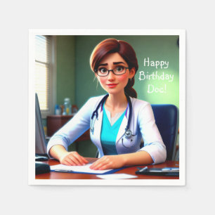 Serviette En Papier Joyeux médecin d'anniversaire