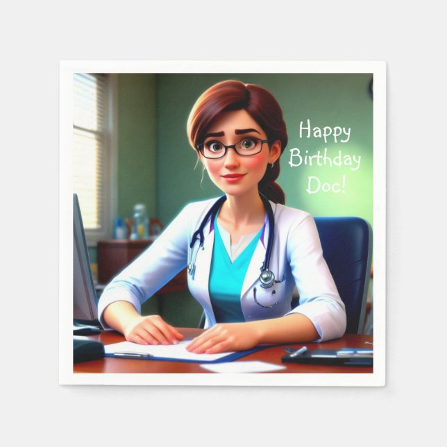 Serviette En Papier Joyeux médecin d'anniversaire (Devant)