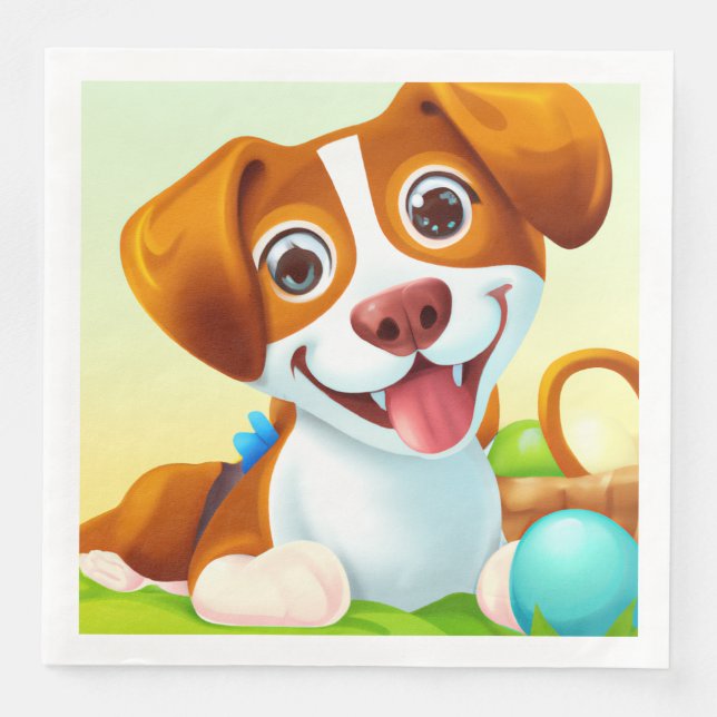 Serviette En Papier Joyeux mignon chien souriant (Devant)