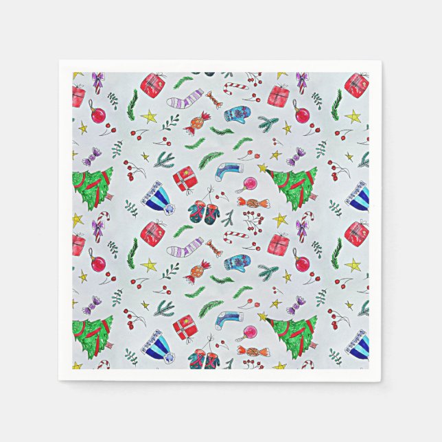 Serviette En Papier Joyeux Motif de la fête de Noël (Devant)