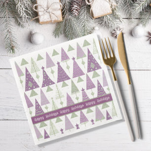 Serviette En Papier Joyeux Motif de Noël vert violet #25 ID1009