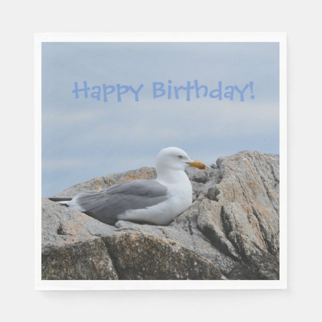 Serviette En Papier Joyeux mouette d'anniversaire (Devant)