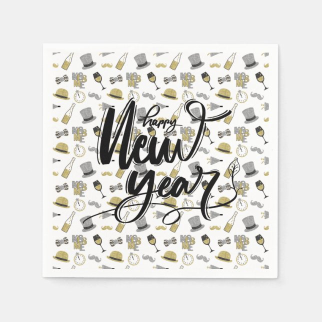 Serviette En Papier Joyeux New Year Party Papier Napkin (Devant)